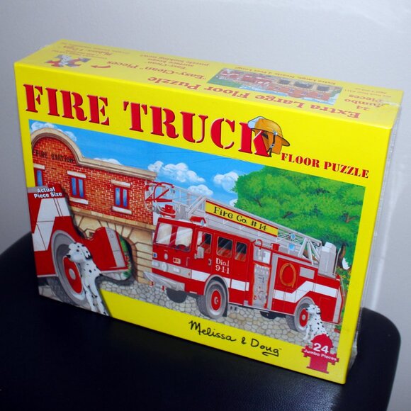 3/$55❤️<4ft long Melissa & Doug Fire Truck Extra Large Floor Puzzle 24 Pcs Jumbo - Picture 6 of 6